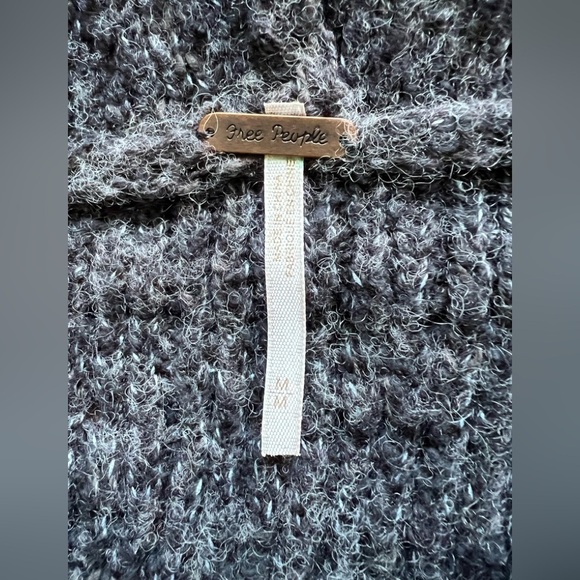 Free People Womens Knit Toggle Sweater Coat with Hood Charcoal Gray Size Medium - Picture 11 of 14
